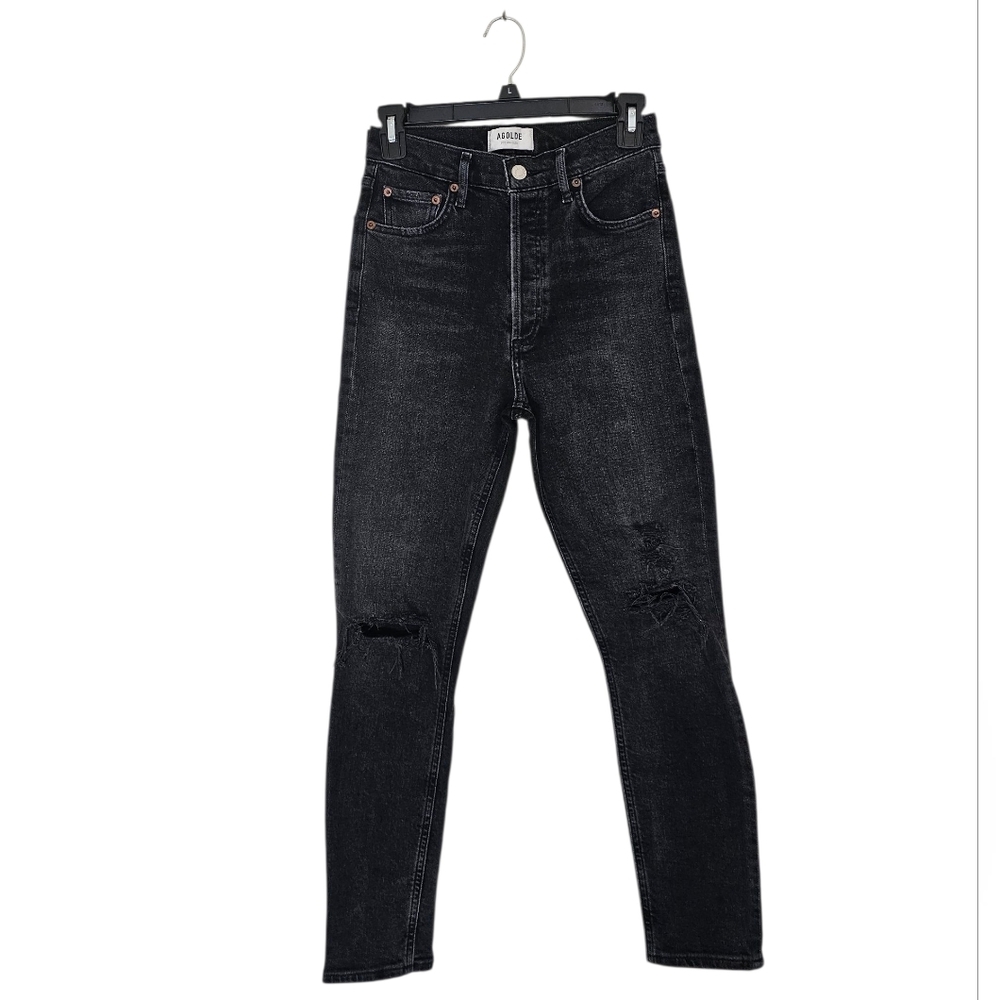 AGOLDE‎ Nico High Rise Slim Distressed Skinny Black Jeans 25 Preowned